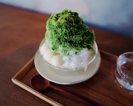 抹茶かき氷 食べ物,おいしい,冷たいの写真素材