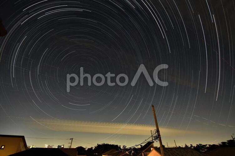 風景　星空 姫路城,姫路,お城の写真素材