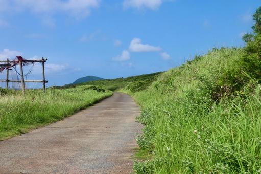 長崎県五島列島福江島の海岸沿いの道 長崎県五島列島福江島の海岸沿いの道の写真