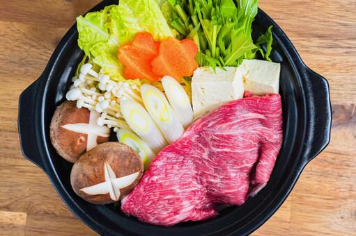 すき焼き 食材盛り付け すき焼き,和牛,牛肉スライスの写真素材
