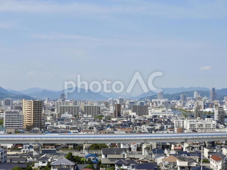 江波山公園から太田川上流方向を望む 広島市,広島,太田川デルタの写真素材