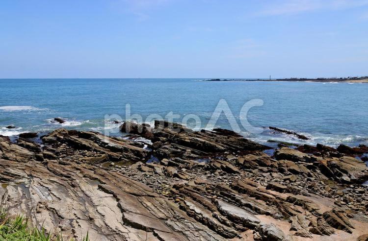 晴天の犬吠埼の海岸 犬吠埼,岩場,海岸の写真素材
