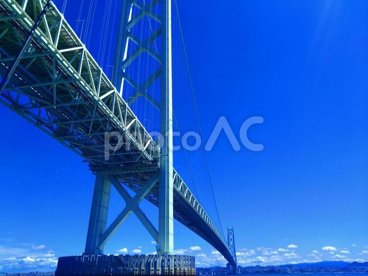 明石海峡 明石海峡大橋,明石海峡,吊り橋の写真素材