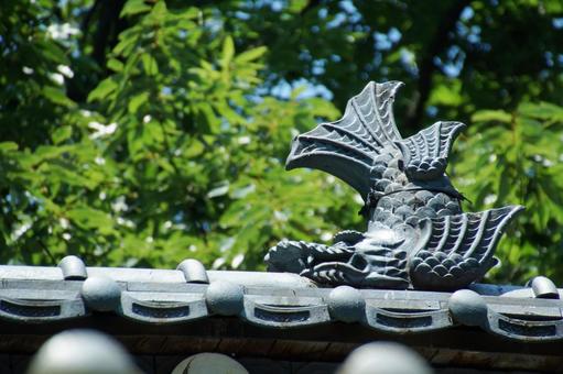 しゃちほこ しゃちほこ,瓦,鬼瓦の写真素材
