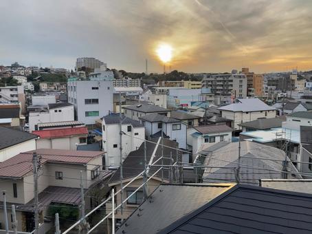 夕暮れと街並み 夕暮れと街並みの写真