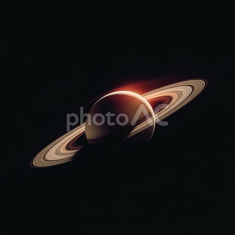 美しい環を持つ惑星、土星の雄大な姿 土星,惑星,宇宙の写真素材