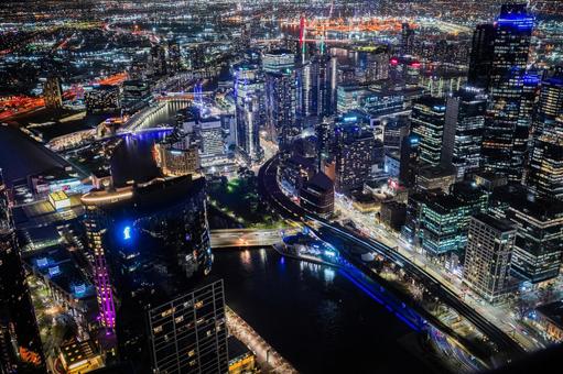 メルボルン中心街の輝き メルボルン,オーストラリア,夜景の写真素材