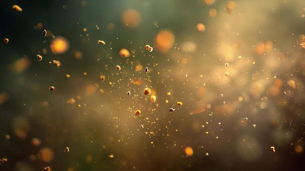 舞い散る花粉のマクロの写真