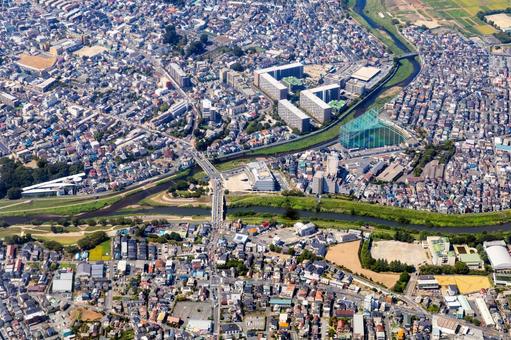 埼玉県の志木市役所付近を空撮 埼玉県の志木市役所付近を空撮 空撮,埼玉県,志木市の写真素材