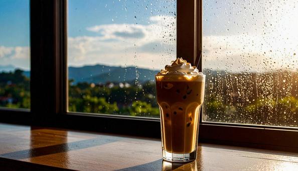 カフェのアイスカフェラテ カフェのアイスカフェラテの写真