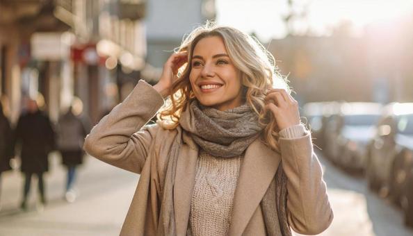 都会を歩く自然な美しさの写真