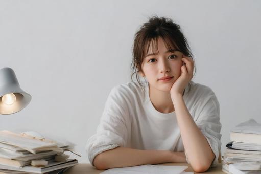 勉強に疲れた女性のイメージ 勉強に疲れた女性のイメージの写真