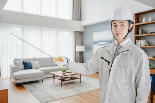 住宅と業者 住宅と業者 男性,リフォーム,作業員の写真素材