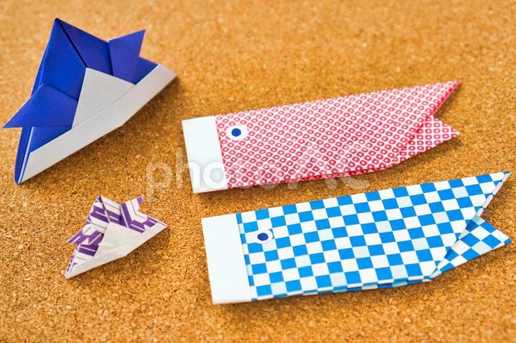 兜　こいのぼり　折り紙　origami かぶと,カブト,兜の写真素材