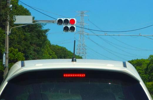 信号待ちのルーフ 信号待ちのルーフ 車,信号待ち,赤信号の写真素材