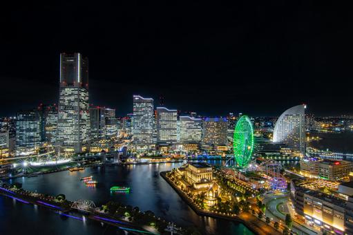 横浜みなとみらいの夜景 #9 横浜みなとみらいの夜景 #9 夜景,みなとみらい,ビジネスの写真素材