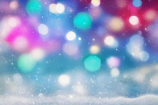 雪降る夜の幻想的な風景(カラフル) 雪降る夜の幻想的な風景(カラフル)の写真