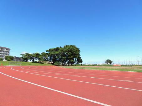 陸上競技場のトラック 陸上競技場のトラックの写真