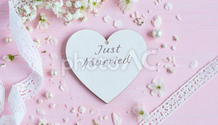 Just Marriedとハートマーク just,married,ハートの写真素材