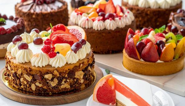 ショートケーキの集合イメージ ショートケーキの集合イメージの写真