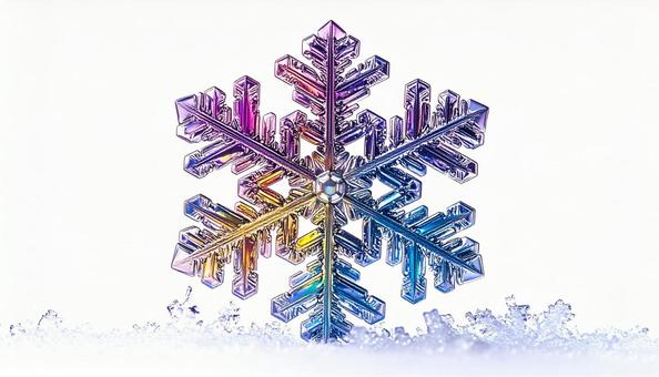 六角形の雪結晶 オーロラ色 デザイン素材 六角形の雪結晶 オーロラ色 デザイン素材の写真