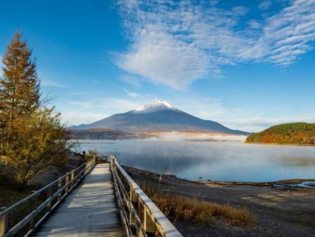 晩秋の富士山と山中湖 富士山,山中湖,秋の写真素材