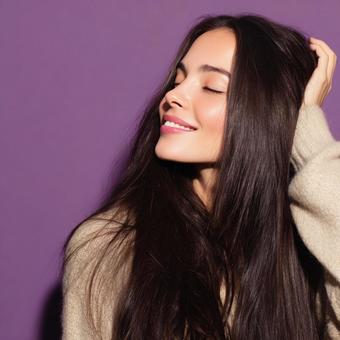 しなやかな髪と幸福感あふれる女性の肖像 しなやかな髪と幸福感あふれる女性の肖像の写真