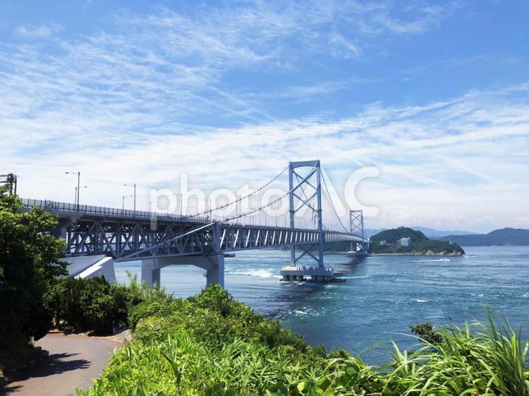 淡路島側からの瀬戸大橋と瀬戸内海 瀬戸大橋,淡路島,瀬戸内海の写真素材