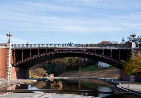 長池公園の長池見附橋 風景,橋,日本の写真素材