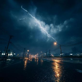 ドラマチックな日本の都市の雷鳴 ドラマチックな日本の都市の雷鳴の写真