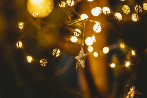 横めから撮った星の飾り クリスマス,星,クリスマスツリーの写真素材