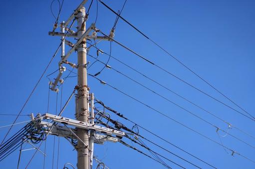 電柱 電信柱,電柱,電線の写真素材