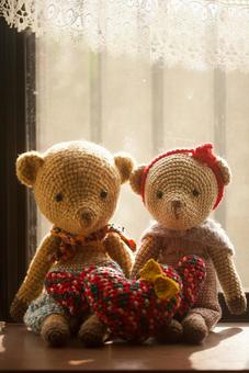 熊さんのバレンタインデー クリスマス,バレンタインデー,熊の写真素材