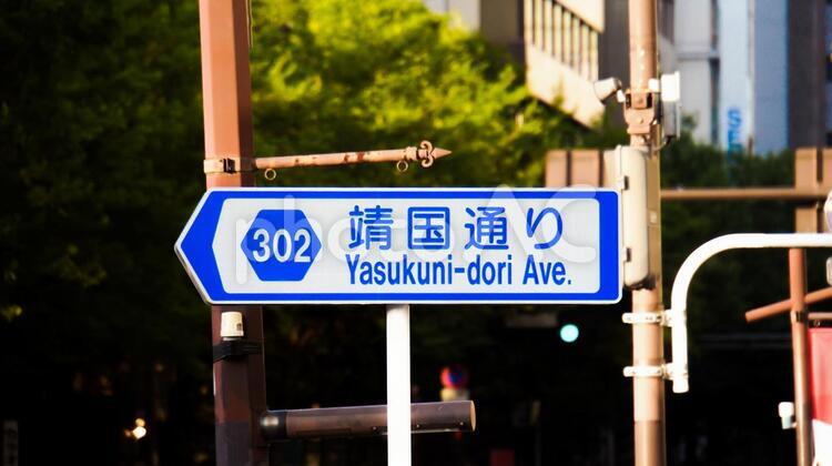靖国通りの道路標識 靖国通り,通り,看板の写真素材