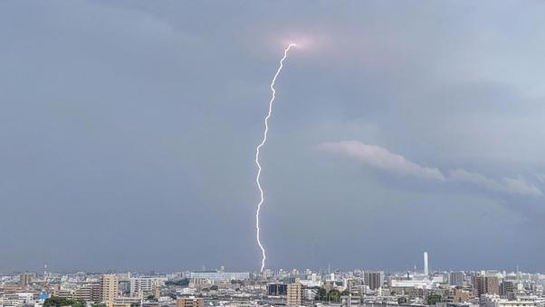落雷 落雷 落雷,稲妻,電光の写真素材