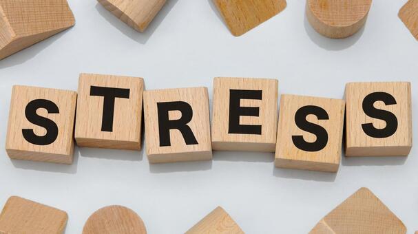 積み木に文字　STRESS stress,ストレス,積み木の写真素材