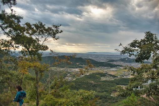 高御位山 播磨平野,山岳,平野の写真素材