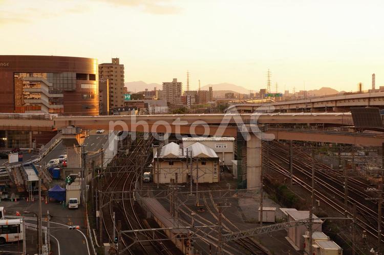 街の夕景 夕景,晴れ,町並みの写真素材