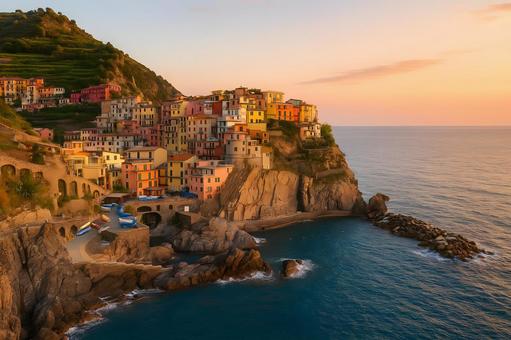 マナローラ夕景 マナローラ夕景の写真