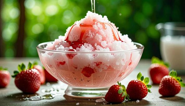 かき氷 イチゴミルク かき氷 イチゴミルクの写真