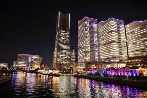 みなとみらいの夜景 横浜,みなとみらい,夜景の写真素材