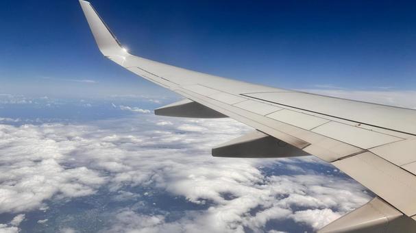 Photo, a window of an airplane, cloud, sky, 