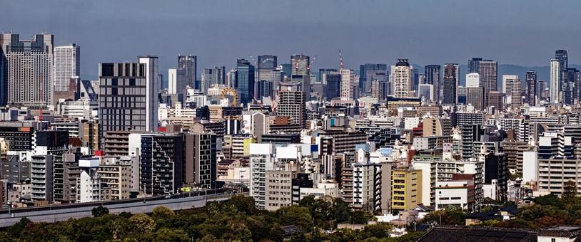 都会のイメージ素材 大阪,ビル群,ビルの写真素材