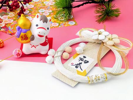 可愛い午年の年賀状6 お正月,年賀状,新年の写真素材