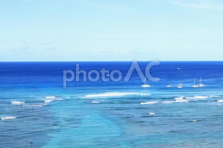 ワイキキの海 ハワイ,ホノルル,ワイキキの写真素材