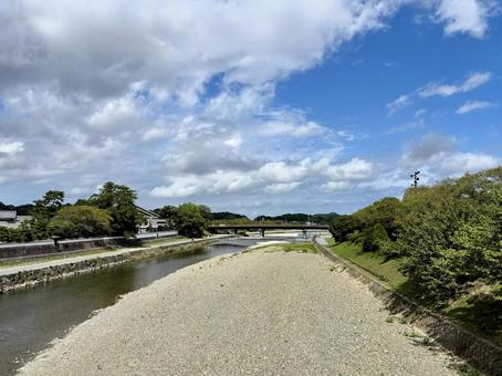 伊勢神宮の近くを流れる勢田川の風景﻿の写真