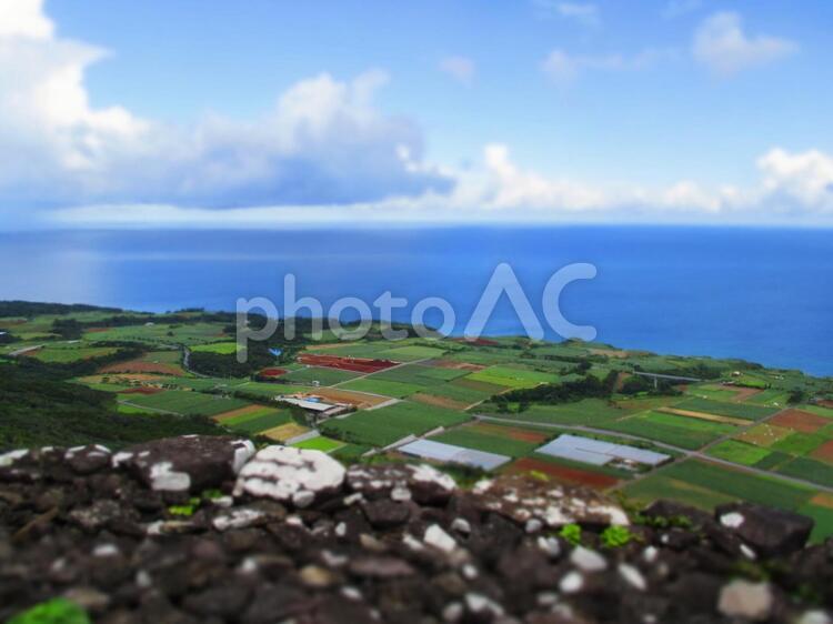 宇江城城跡1　ジオラマ風（Kumejima/Okinawa） 沖縄,久米島,城の写真素材