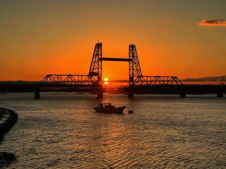筑後川昇開橋 筑後川昇開橋 筑後川昇開橋,筑後川,大川の写真素材