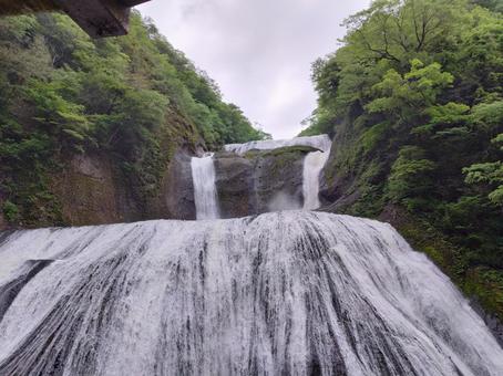 袋田の滝 滝,日本三名瀑,雨上がりの写真素材