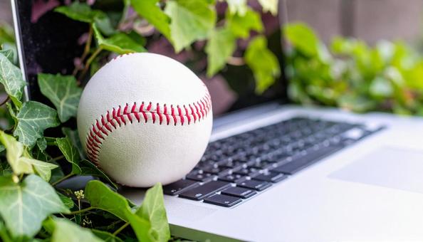プロ野球のイメージ パソコン 野球ボール プロ野球のイメージ パソコン 野球ボールの写真